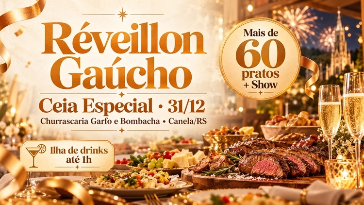 R&eacute;veillon Ga&uacute;cho com Show &ndash; Ceia Especial 31/12